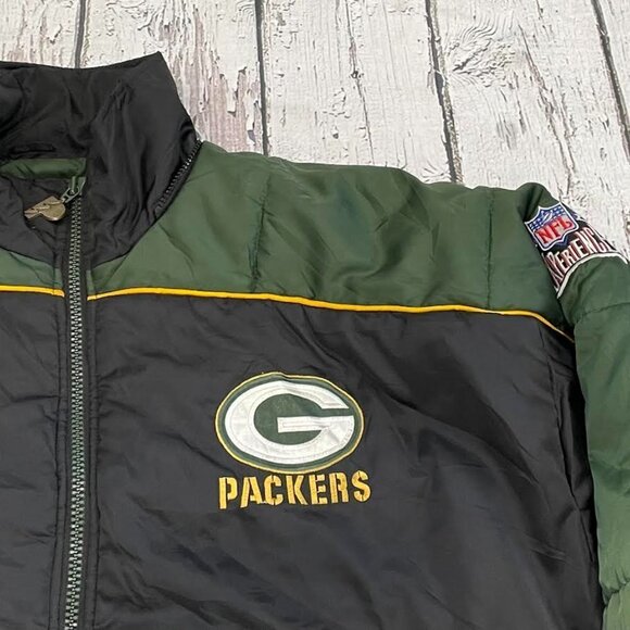 Vintage Green Bay Packers Pro Player 1990s Zip Up Puffy NFL Football Jacket - Picture 7 of 9